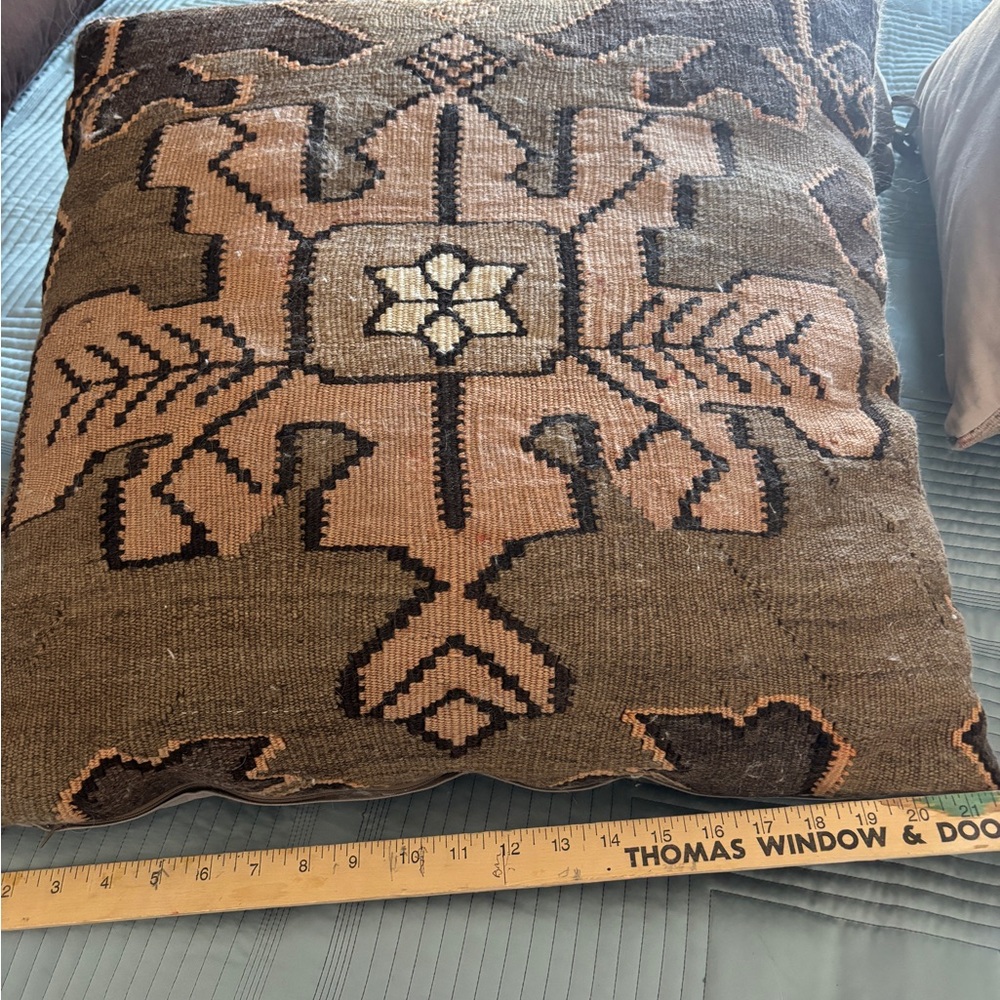 22” square pillow cover made from Kilim rug